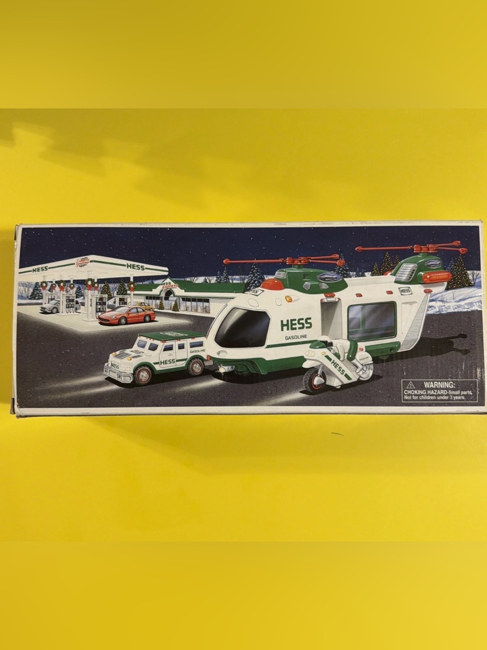 Vintage 2001 Hess Helicopter with Motorcycle and Cruiser New in Original Box